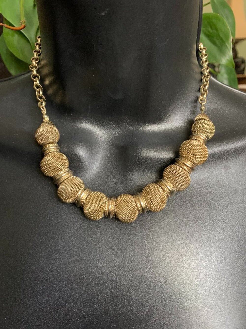 Monet Gold Mesh Ball Necklace